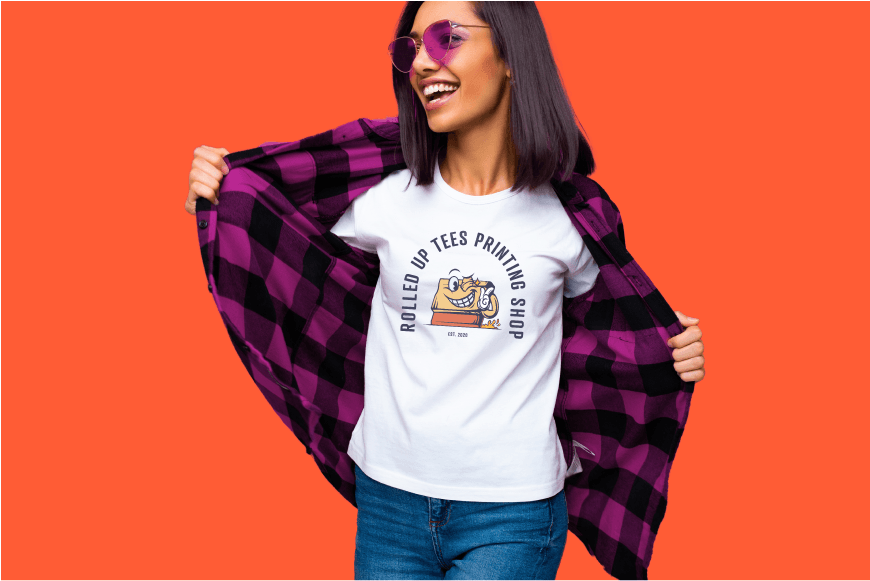 Custom screen printed t-shirt with Rolled Up Tees logo - Professional screen printing services in Nyack